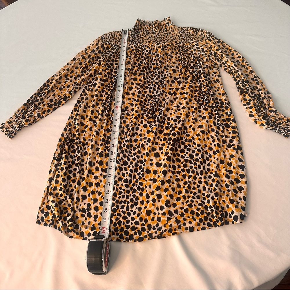 Ann Taylor Leopard Mock Turtleneck Long Sleeve Swing Dress XS extra small Petite - Picture 3 of 9